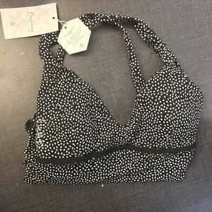 BuffBunny Alpha Sports Bra: Black Bossy Print-Black and White Bra with Polka Dot